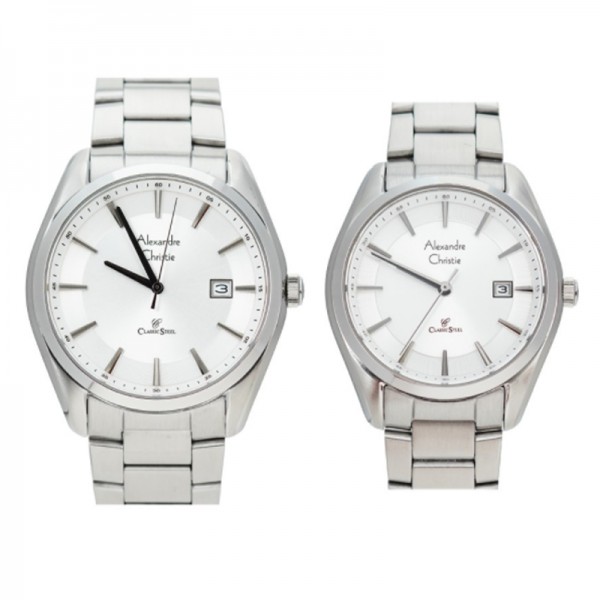 Alexandre Christie AC 8648 Silver White Couple